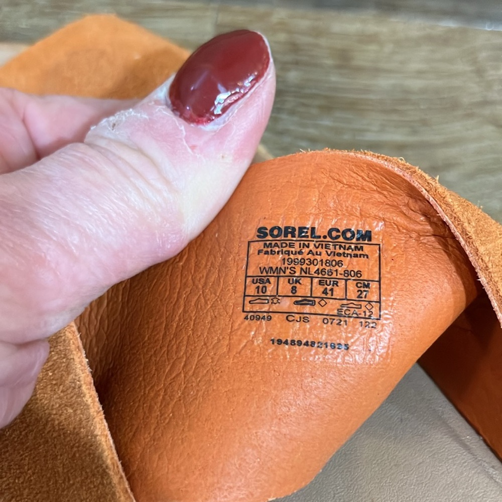 Sorel Ella II Slides Mango Orange Sz 10 Suede - Picture 4 of 5